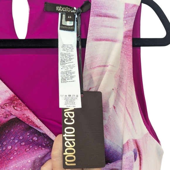 NWT Roberto Cavalli Pink Floral Dress Size 44 - 10/12 M/L - Picture 6 of 10